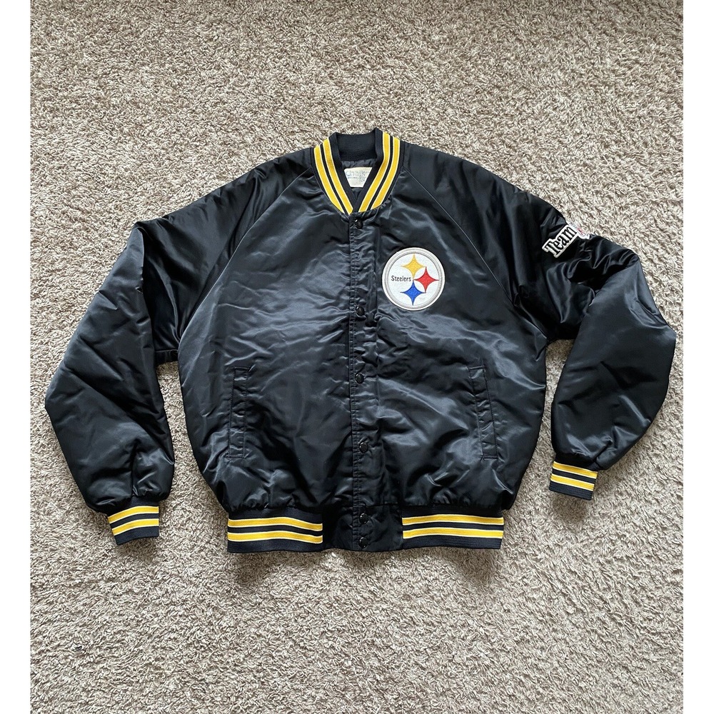 Vintage Chalk Line NFL Pittsburgh Steelers Flight Bomber Style Jacket Men‎ LARGE